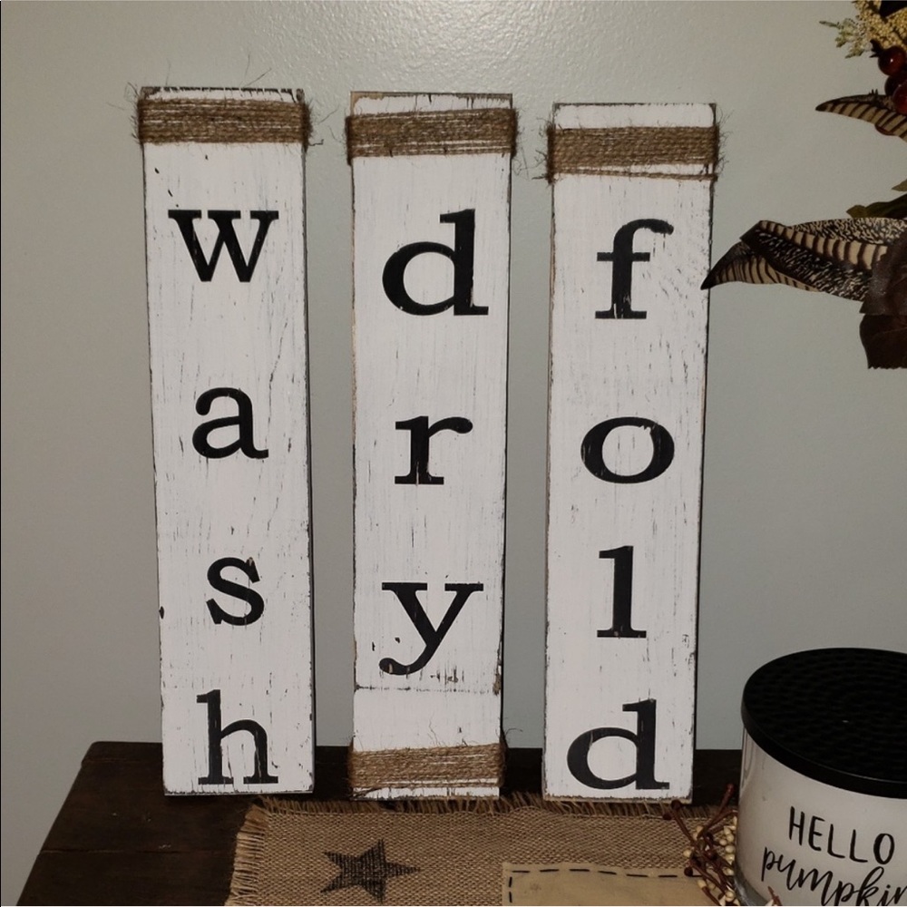 3 Wooden Farmhouse LAUNDRY ROOM Signs!